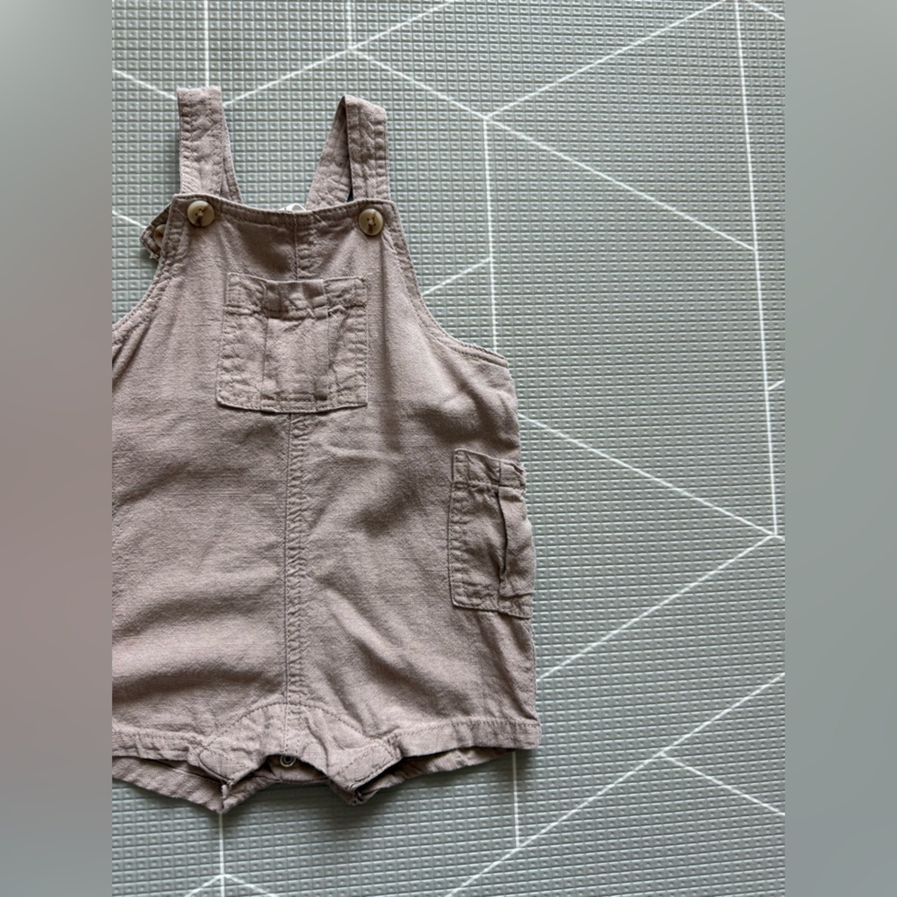Cotton On|Baby gender neutral tan linen Romper Overalls•••Boho summer style 3/6M - Picture 2 of 6